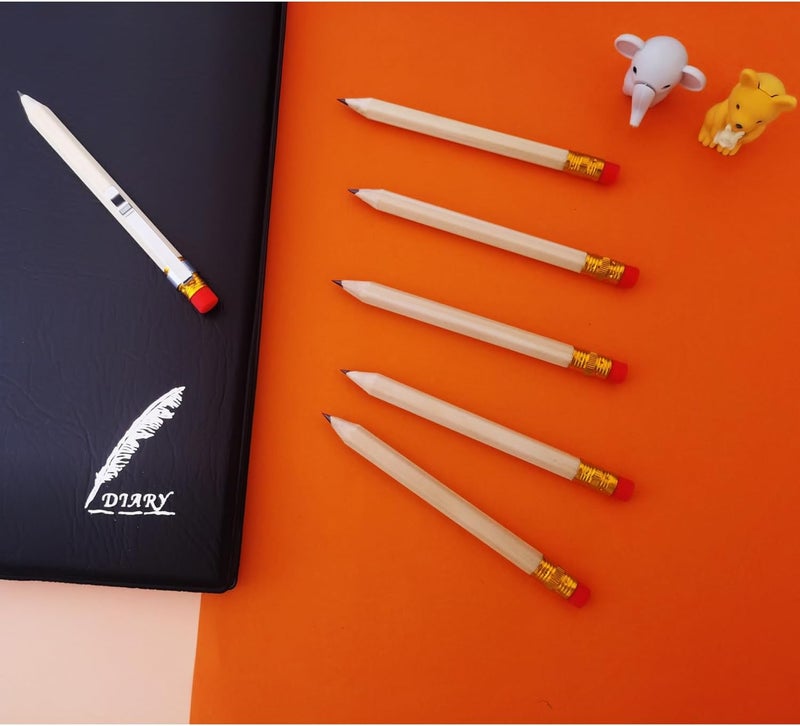 Adhere 50pcs Golf Pencils with Eraser Hexagon Wooden half Pencils Graphite 2B for Golf Event Scoring, Classroom, Wedding, Pew, Pocket | Free Pencil Sharpener (z-Nature・Hexagon・50pcs) - Image 4